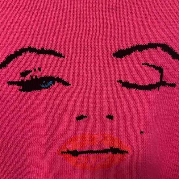 Betsey Johnson Pink Marilyn Monroe Cropped Cardigan Sweater Y2K - Picture 4 of 6